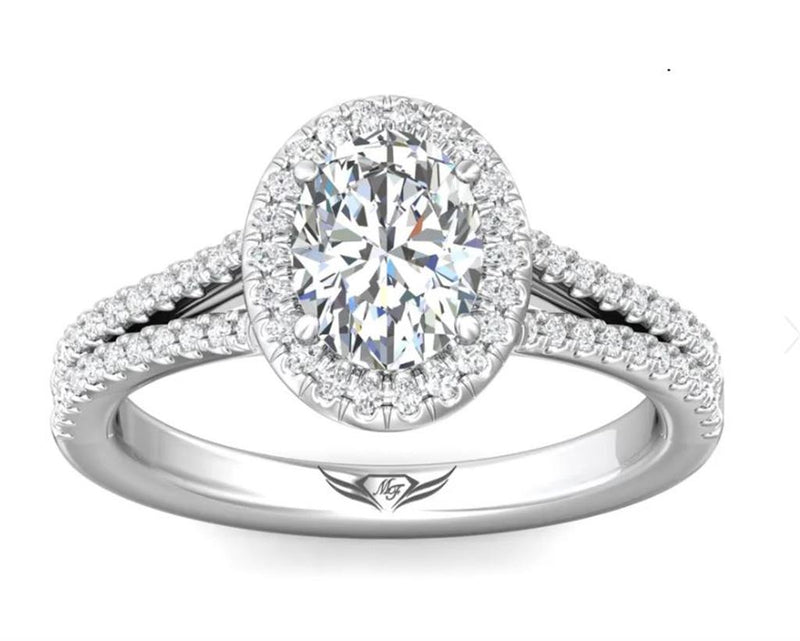 Martin Flyer Halo Diamond Engagement Ring Setting in 14k White Gold