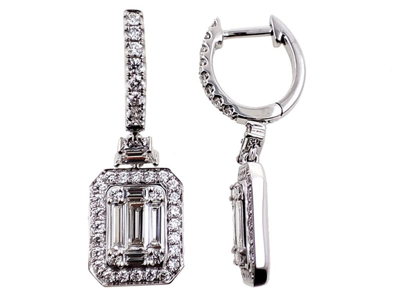 Davis Classics 14k White Gold Halo Diamond Drop Earrings