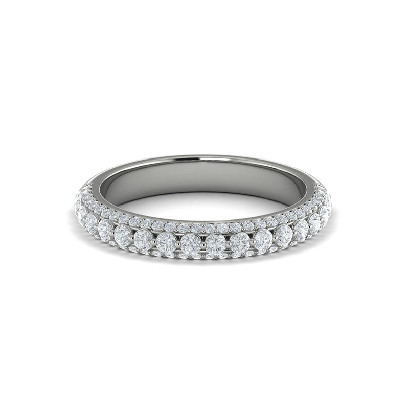 Vlora 14k White Gold Stackable Multi Row Diamond Band