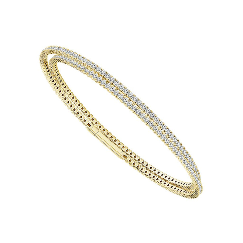 Davis Classics 14k White and Yellow Gold Flexie Collection Diamond Wrap Bangle Bracelet