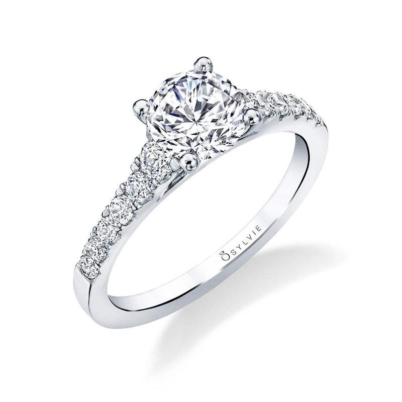 Sylvie 14k White Gold Cathedral Style Engagement Ring Setting