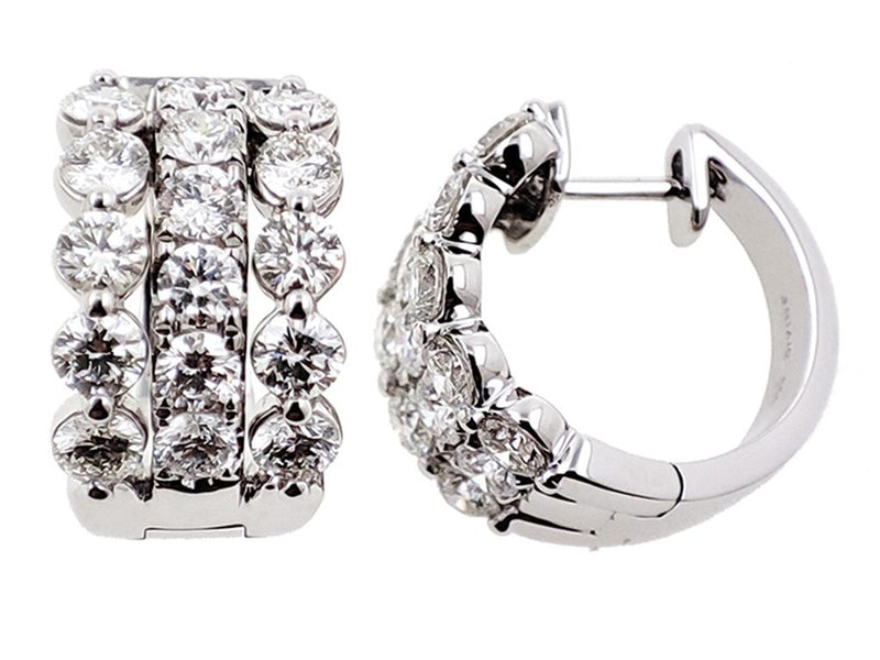 Davis Classics 14k White Gold Diamond Huggie Hoop Earrings