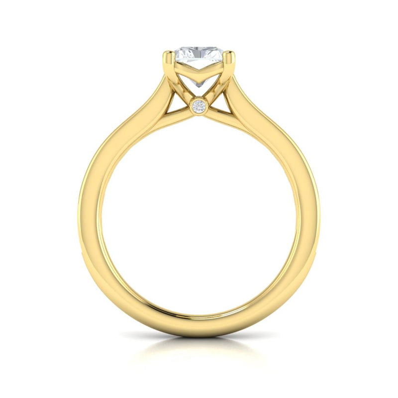 Vlora 14k Yellow Gold Cathedral Design Semi-Mount with Baguette and Peek-a-Boo Diamonds