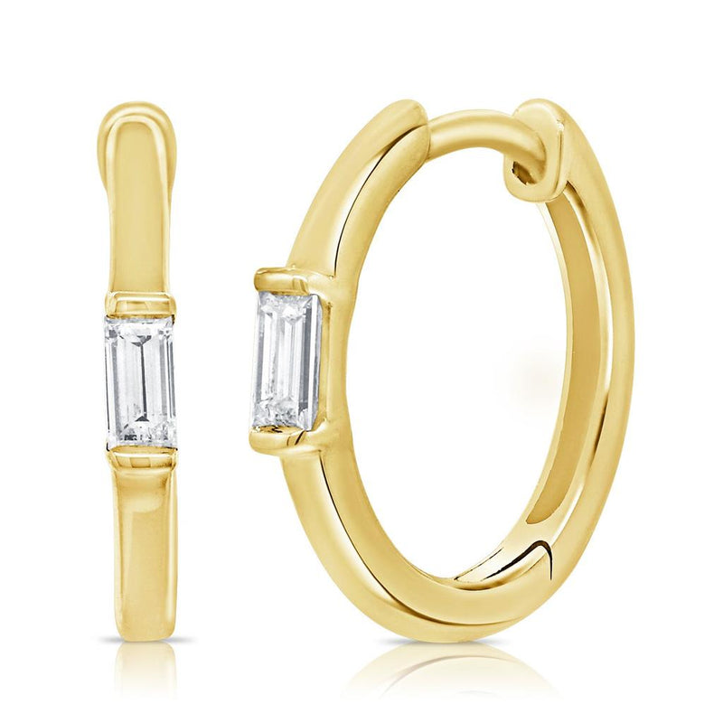 Davis Classics Diamond Huggie Hoop Earrings in 14k Yellow Gold