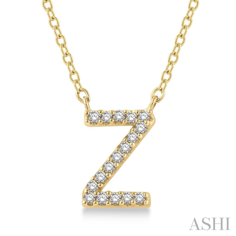 Davis Classics 14k Yellow Gold Diamond Initial "Z" Pendant Necklace