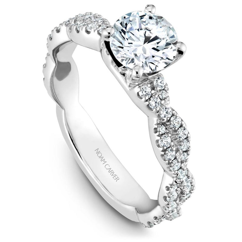 Noam Carver Crossover Diamond Engagement Ring Setting in 14k White Gold