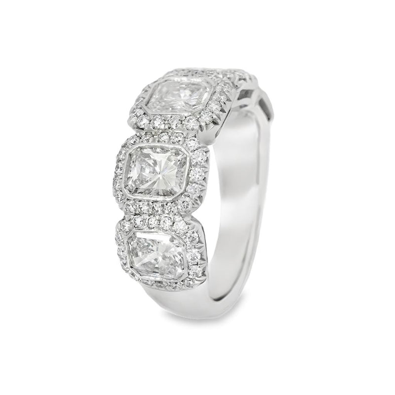 JB Star Women's Platinum Halo Design Diamond Band