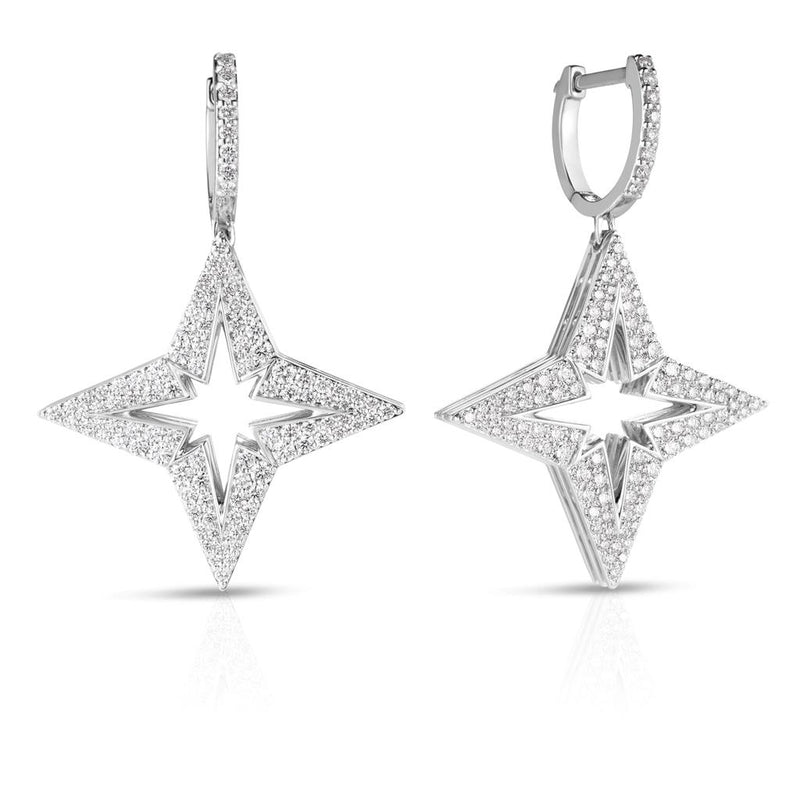 Roberto Coin 18k White Gold Stardust Collection Open Star Diamond Drop Earrings