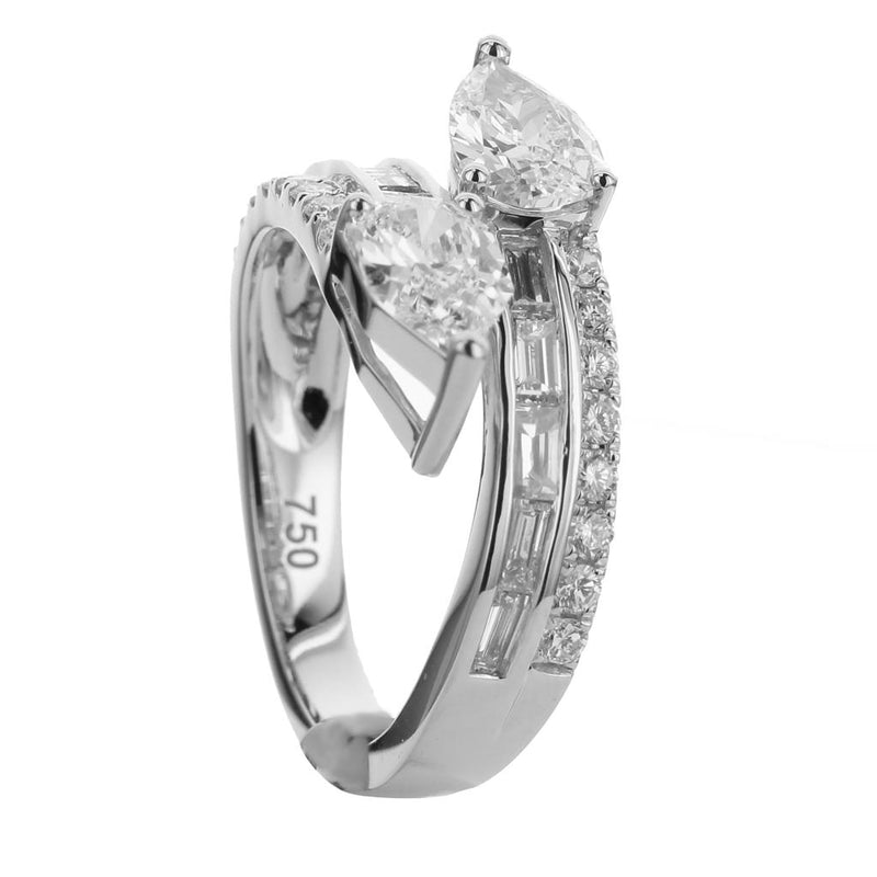 Davis Classics Bypass Diamond Fashion Ring in 18k White Gold