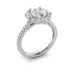 Vlora 14k White Gold Floral Halo Design Semi-Mount Ring