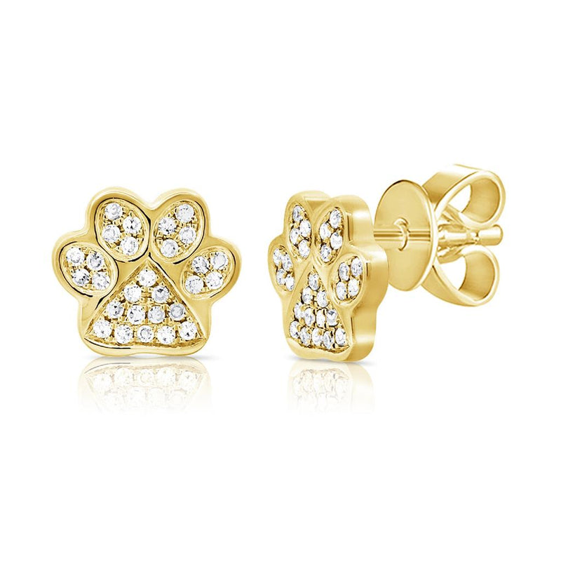 Davis Classics Diamond Novelty Stud Earrings in 14k Yellow Gold