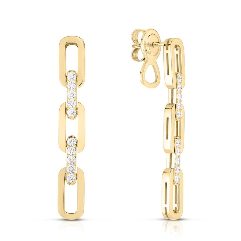 Roberto Coin 18k Yellow Gold Navarra Collection 3 Link Drop Diamond Earrings