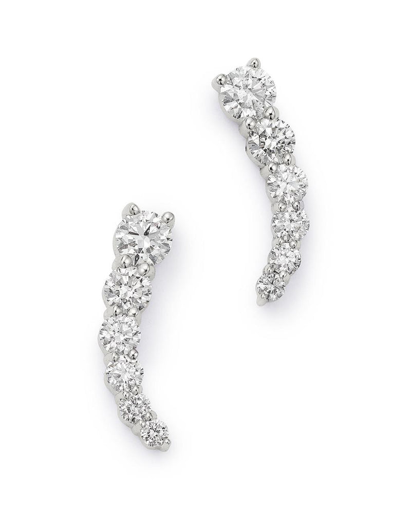 Davis Classics 14k White Gold Diamond Ear Climber Stud Earrings