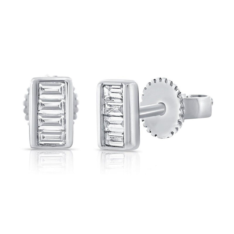 Davis Classics Diamond Bar Stud Earrings in 14k White Gold