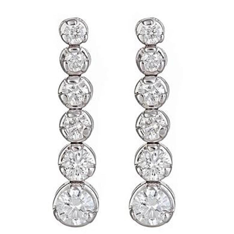 Davis Classics Diamond Drop Earrings in 14k White Gold