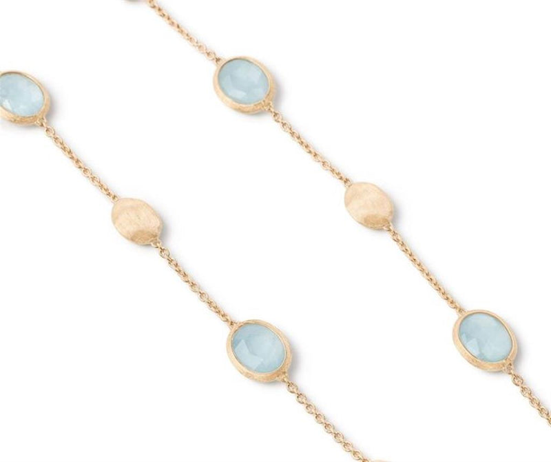 Marco Bicego 18k Yellow Gold Siviglia Collection Aquamarine Bead Station Necklace