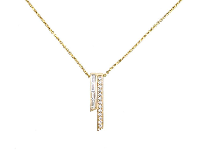 Davis Classics 14k Yellow Gold Adjustable Double Bar Diamond Pendant Necklace