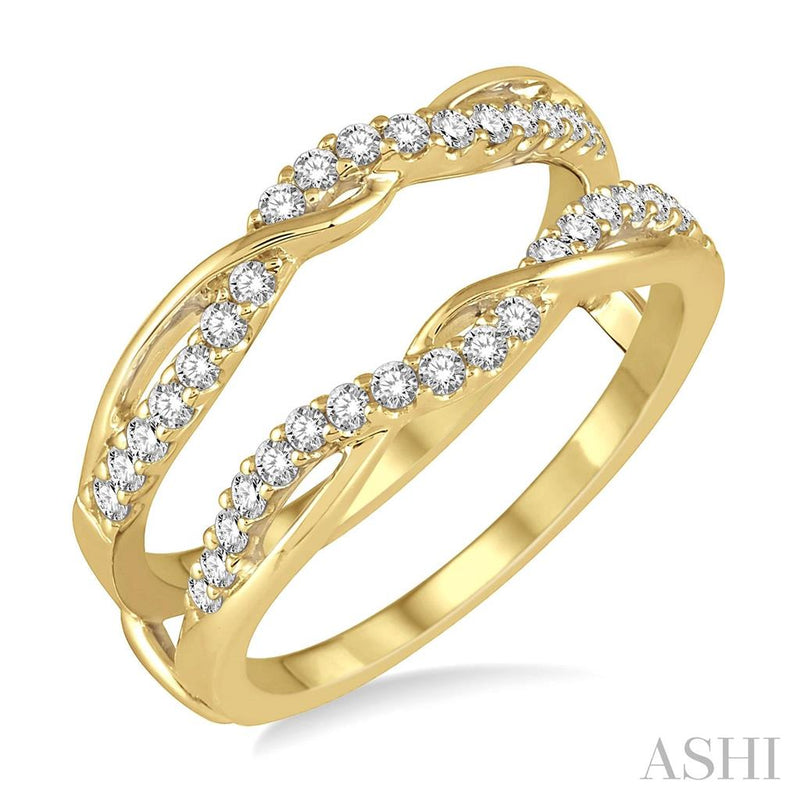 Davis Classics Women's 14k Yellow Gold Twist Design Diamond Ring Guard