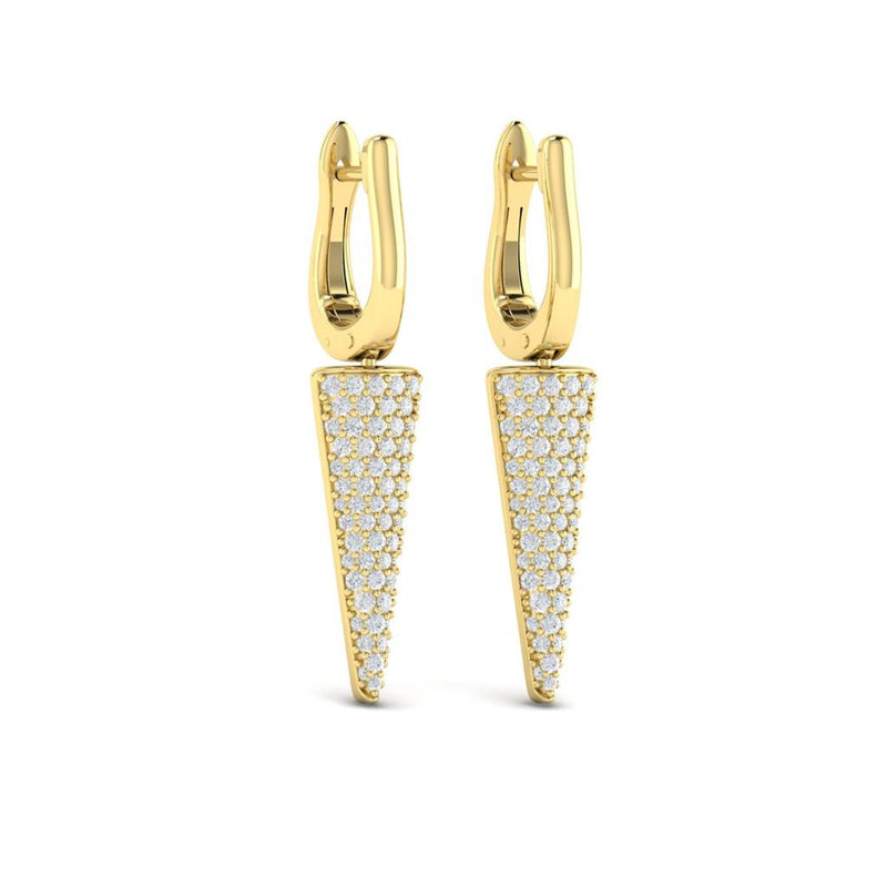 Vlora 14k Yellow Gold Miravel Collection Diamond Trinity Drop Huggie Earrings