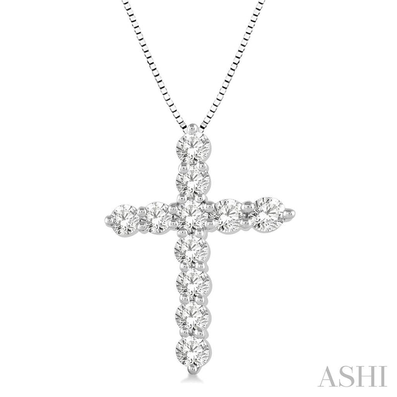 Davis Classics 14k White Gold Diamond Classic Cross Pendant Necklace