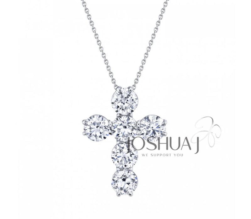 Davis Classics 18k White Gold Diamond Cross Pendant Necklace