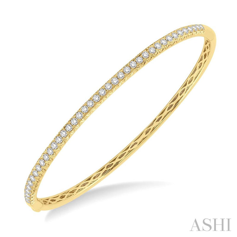 Davis Classics 14k Yellow Gold Classic Diamond Hinged Bangle Bracelet