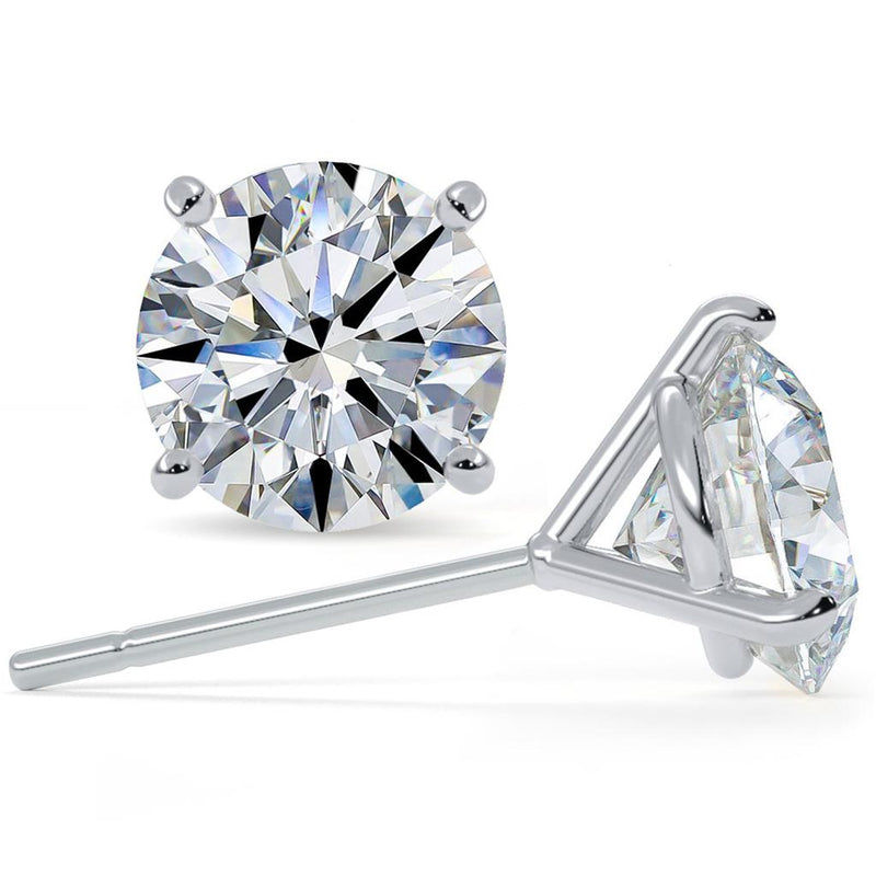 Davis Classics 14k White Gold Diamond Solitaire Martini Earrings