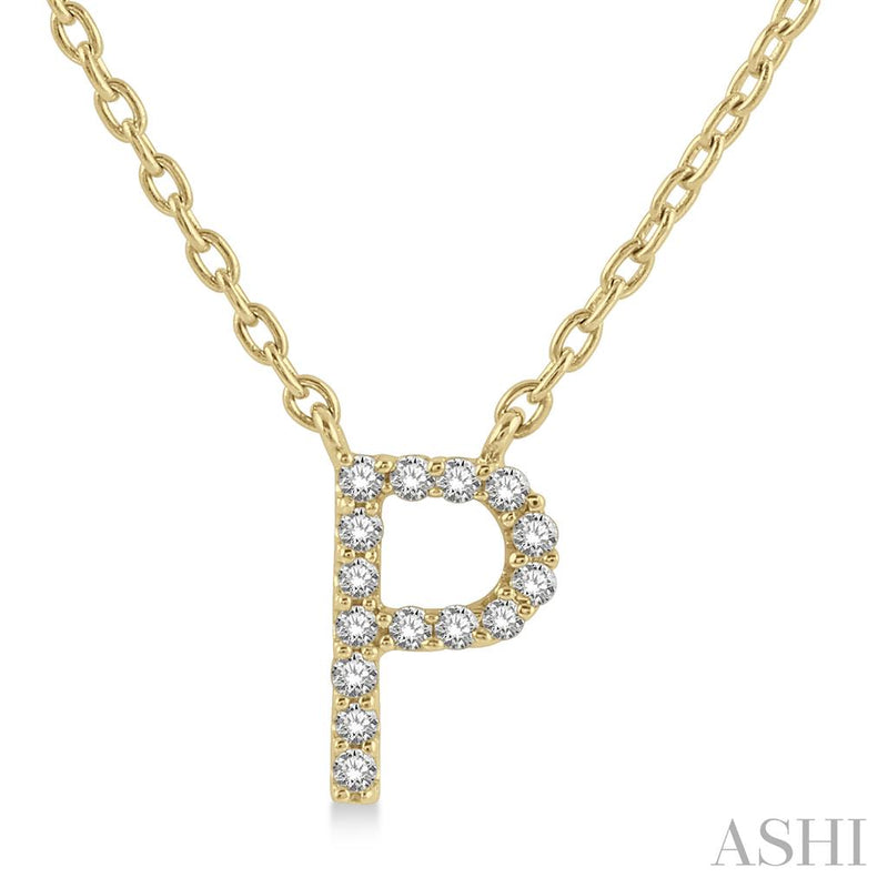 Davis Classics 14k Yellow Gold Diamond Initial "P" Pendant Necklace