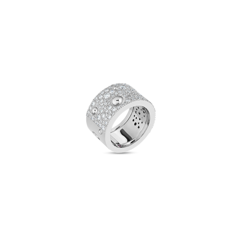 Roberto Coin Pois Moi Collection Band Diamond Fashion Ring in 18k White Gold