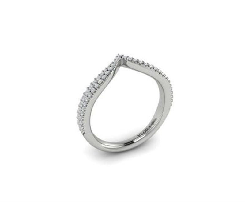 Vlora 14k White Gold Classic Double Row V-Contoured Diamond Band