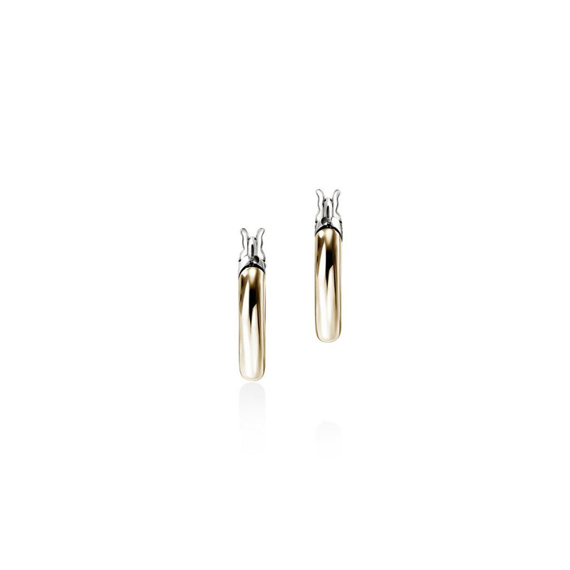 John Hardy Essential Crossover Hoop Earrings in 14k Yellow Gold and Sterling Silver