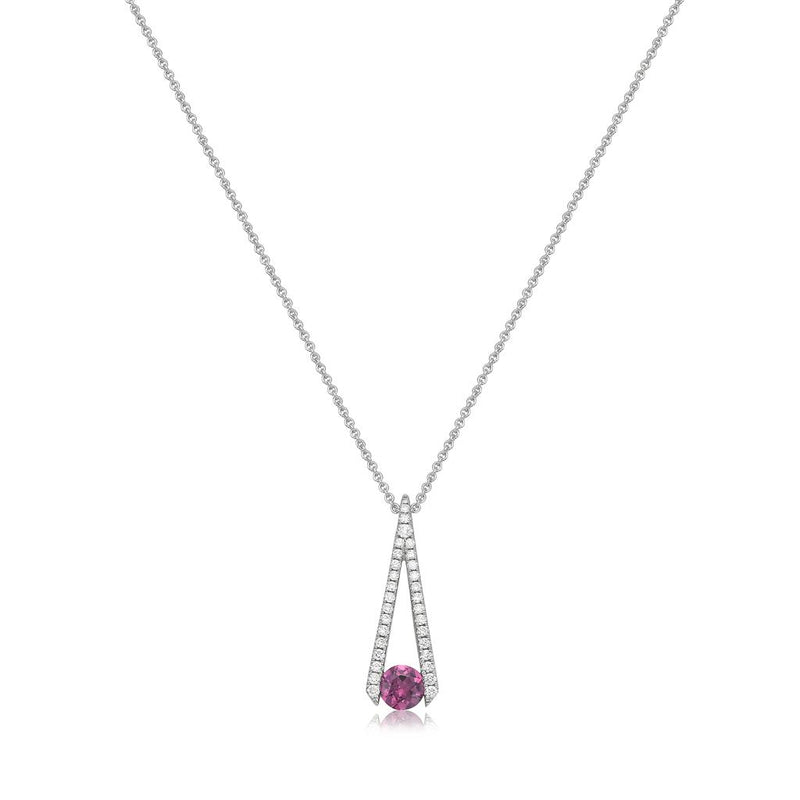 Charles Krypell 18k White Gold Garnet and Diamond Chandelier Drop Pendant Necklace