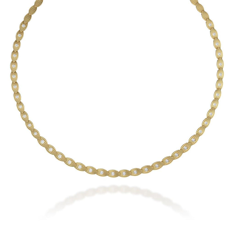 Noam Carver 14k Yellow Gold Rae Collection Textured Station Diamond Necklace