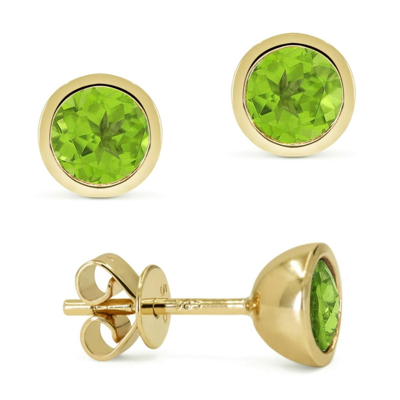 Madison L 14k Yellow Gold Genuine Peridot Stud Earrings