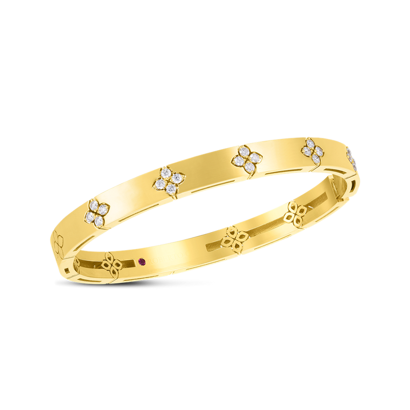 Roberto Coin 18k Yellow Gold Love in Verona Collection Floral Diamond Bangle Bracelet