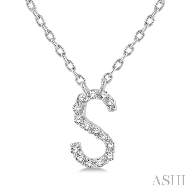 Davis Classics 14k White Gold Diamond Initial "S" Pendant Necklace