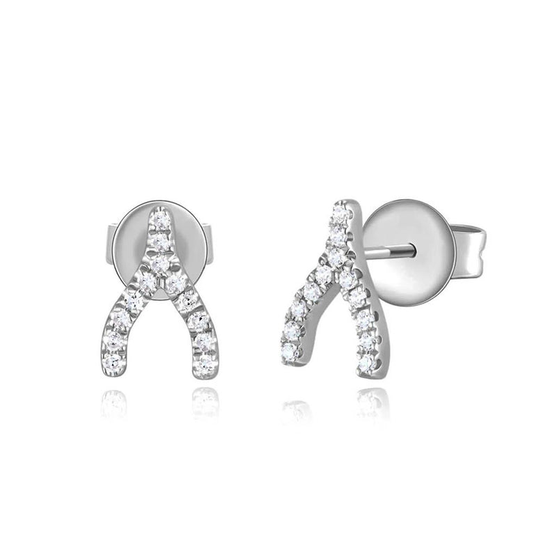 Davis Classics Diamond Stud Earrings in 14k White Gold