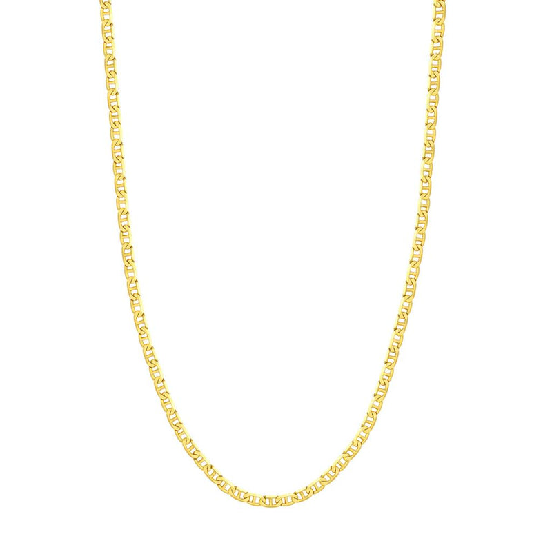 Davis Classics 14k Yellow Gold Solid Mariner Link Chain Necklace