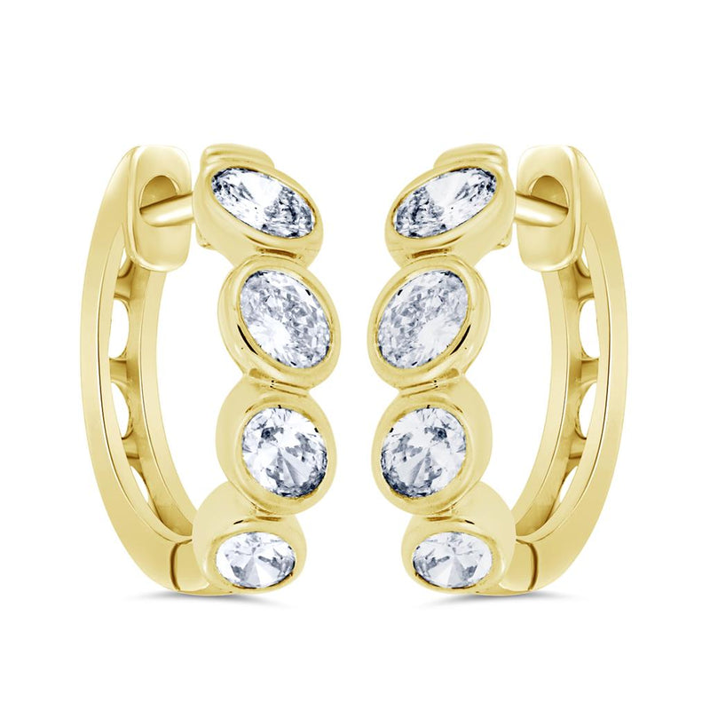 Davis Classics Diamond Huggie Hoop Earrings in 14k Yellow Gold