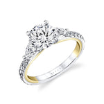 Sylvie 14k White and Yellow Gold Three-Stone Engagement Ring Setting