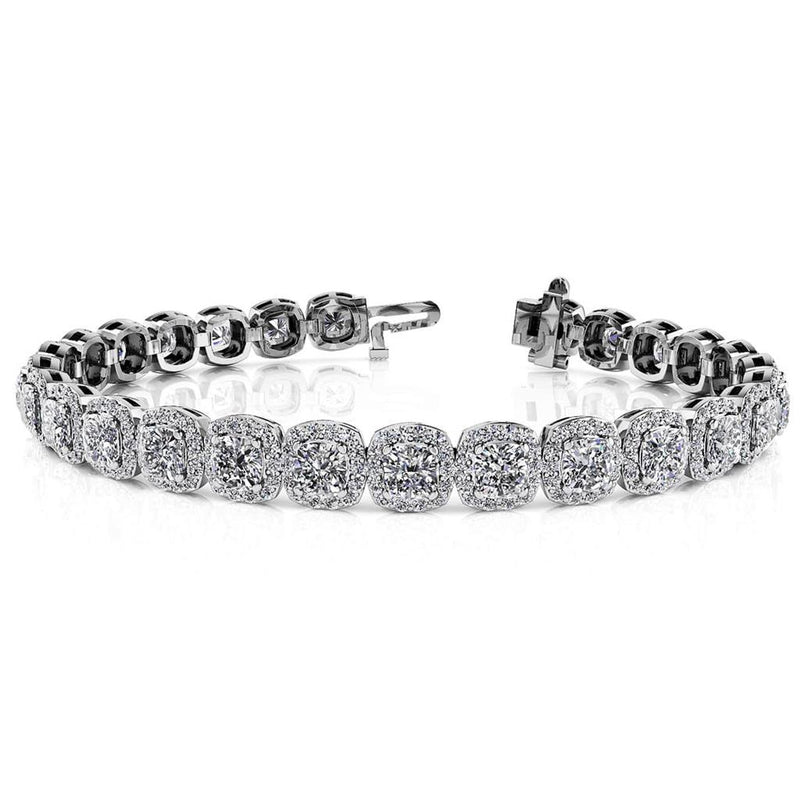 Davis Classics 18k White Gold Halo Diamond Tennis Bracelet