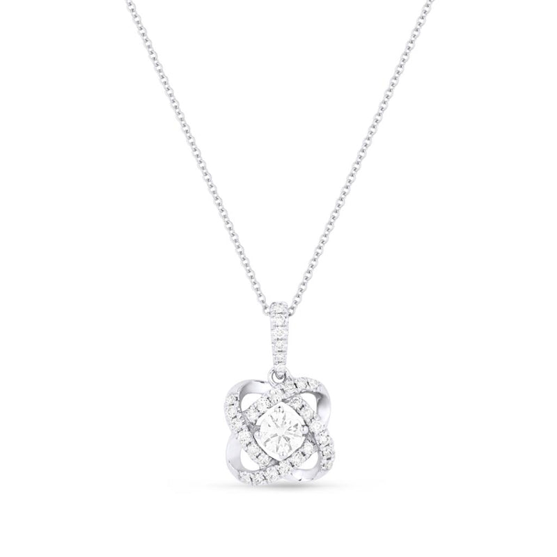 Madison L 14k White Gold Ribbon Design Diamond Pendant