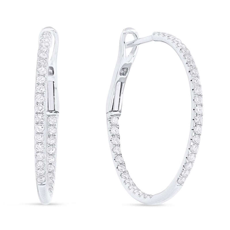 Madison L 14k White Gold Round In/Out Diamond Hoop Earrings