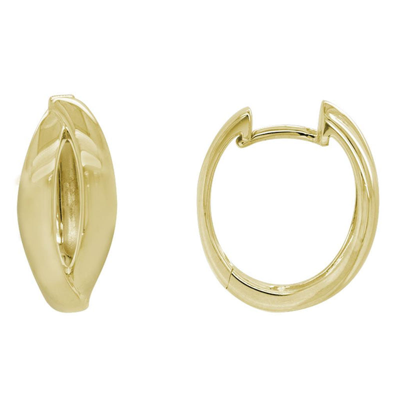 Davis Classics 14k Yellow Gold Hand-Crafted Open Double Strand Oval Hoop Earrings