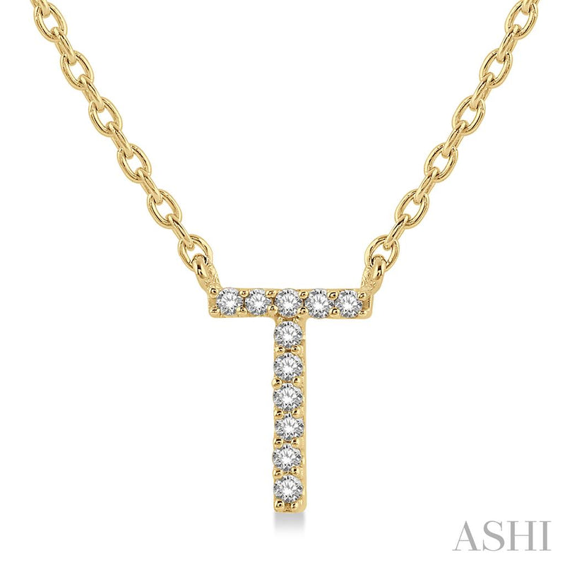 Davis Classics 14k Yellow Gold Diamond Initial "T" Pendant Necklace