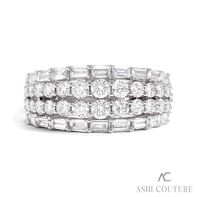 Davis Classics Women's 14k White Gold Couture Four Row Diamond Fashion Band