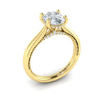 Vlora 14k Yellow Gold Solitaire Collection Oval Diamond Engagement Ring Setting with Bead Detail