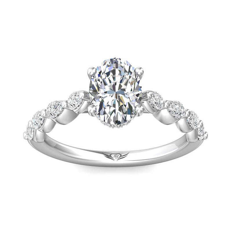 Martin Flyer 14k White Gold Cathedral Design Engagement Ring Setting