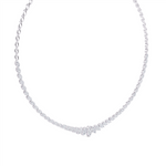 Davis Classics 14k White Gold Marquise Station Endless Diamond Riviera Necklace