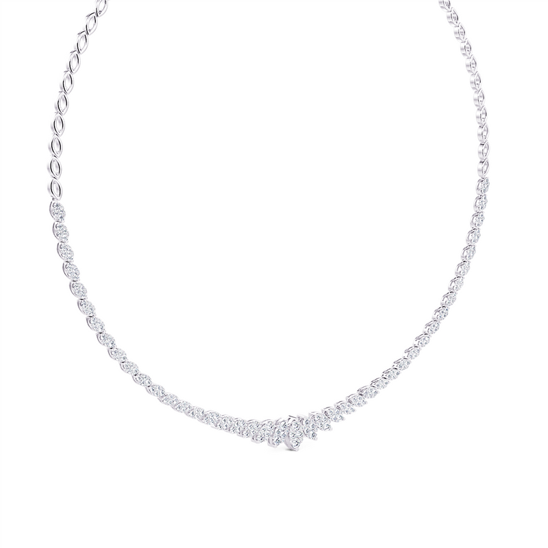 Davis Classics 14k White Gold Marquise Station Endless Diamond Riviera Necklace